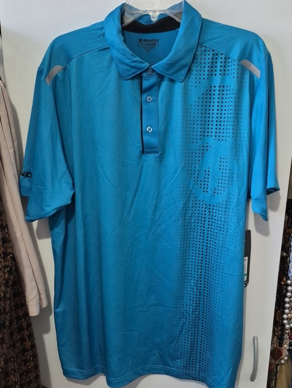 And1 Teal Blue Men's Performance Polo with Dot Accent Sz XL